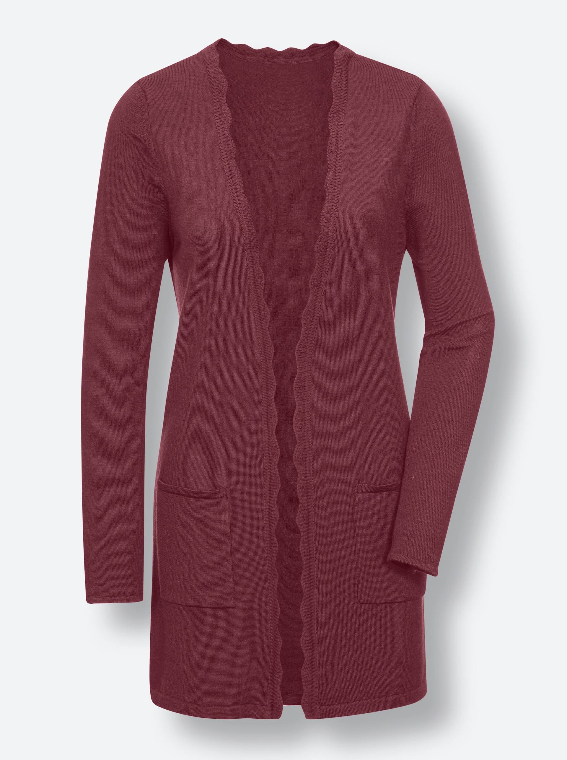 Merino-Seiden-Strickjacke in bordeaux von CREATION L PREMIUM von CREATION L PREMIUM