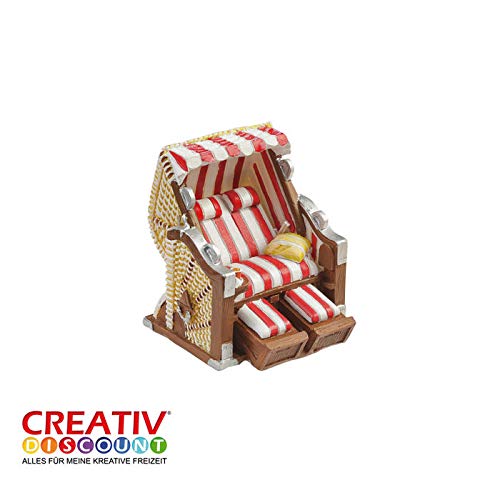 CREATIV DISCOUNT® NEU Mini- Strandkorb Rot-Weiß, ca. 6,5 x 6,5 x 5cm von CREATIV DISCOUNT