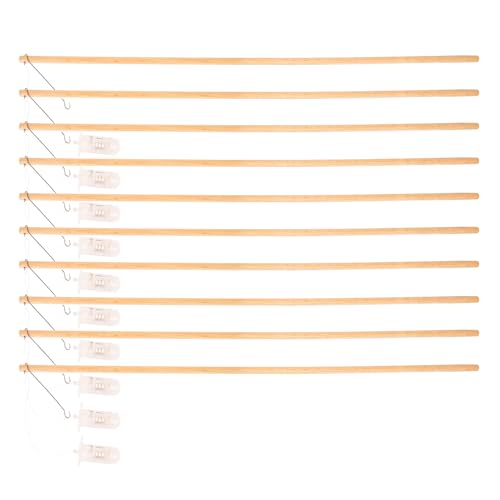 CREATIV DISCOUNT 10er Pack Laternenstab aus Holz mit LED-Licht, Länge ca. 50cm, ideal für Sankt Martin, Gartenlaternen von CREATIV DISCOUNT