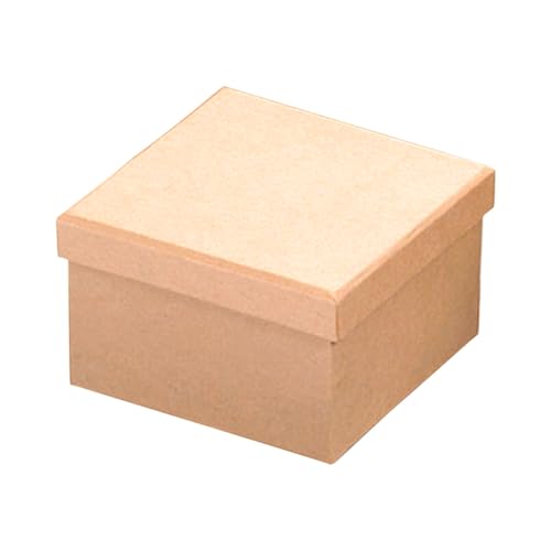 CREATIV DISCOUNT Box Pappe natur, quadratisch mit Deckel, 10 x 10 x 6,5 cm von CREATIV DISCOUNT