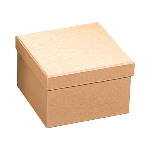 CREATIV DISCOUNT Box Pappe natur, quadratisch mit Deckel, 13 x 13 x 8,5 cm von CREATIV DISCOUNT