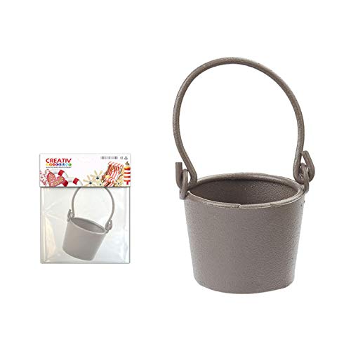 CREATIV DISCOUNT Mini- Eimer mit Henkel, Braun, 2,8cm von CREATIV DISCOUNT