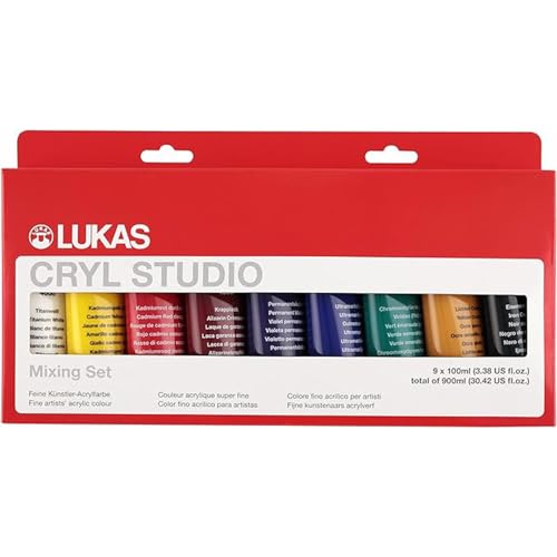 CREATIV DISCOUNT NEU LUKAS CRYL STUDIO/Acrylfarben Set, 9 x 100 ml Tuben Version 1 von CREATIV DISCOUNT