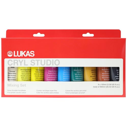 CREATIV DISCOUNT NEU LUKAS CRYL STUDIO/Acrylfarben Set, 9 x 100 ml Tuben Version 2 von CREATIV DISCOUNT