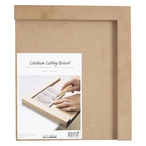 CREATIV DISCOUNT Linoleum-Schneidebrett, Größe 25 x 30 cm, für Rechtshänder von CREATIV DISCOUNT