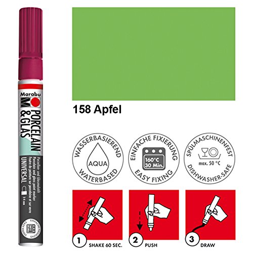 NEU Marabu Porzellan & Glas Stift, 2-4mm, Apfel von CREATIV DISCOUNT