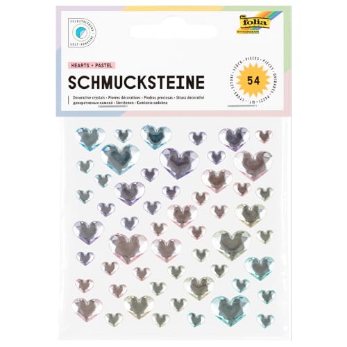 Sticker/Schmucksteine selbstklebend, Herzen Pastell, 54 Stück sortiert von CREATIV DISCOUNT