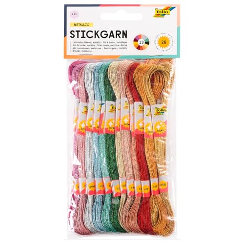 Stickgarn-Sortiment Metallic, 26 Docken à 8m, in 13 Farben sortiert von CREATIV DISCOUNT