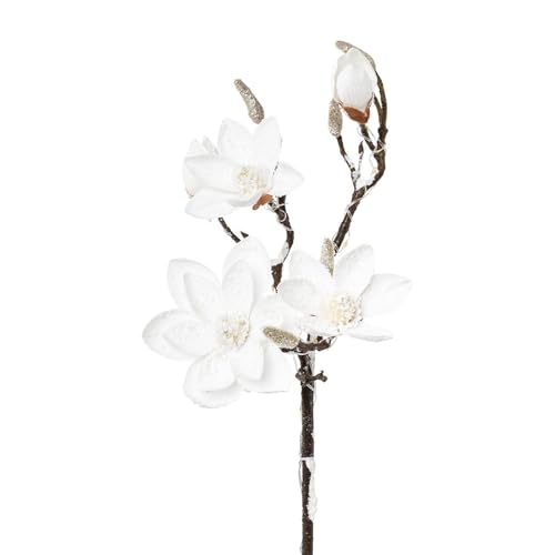 CREATIV green Magnolie beschneit, 13 LED, 92 cm, Baterriefach 3xAA mit Timer von CREATIV green