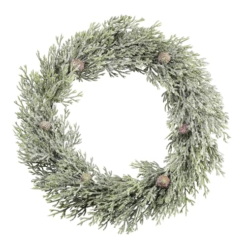 CREATIV green Zypressen-Kranz 36cm I Weihnachtskranz mit naturgetreuen Nadeln & Zapfen I hochwertige Weihnachtskranz Deko mit Frost I Türschmuck Weihnachten ideal als Indoor Weihnachtsdeko von CREATIV green