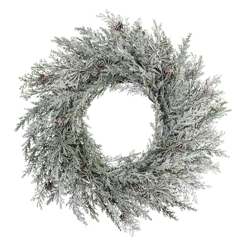 CREATIV green Zypressen-Kranz 48cm I Weihnachtskranz mit naturgetreuen Nadeln in grün I hochwertige Weihnachtskranz Deko mit Frost I Türschmuck Weihnachten ideal als Indoor Weihnachtsdeko von CREATIV green