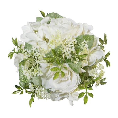 CREATIV green künstliche Rosenkugel in weiß 15cm I dekoraktiver Kleiner Rosenstrauß I künstliche Blumen Tischdeko I Deko Hochzeit I hochwertige & dekoratives Blumenbouquet I Blumenstrauß künstlich von CREATIV green