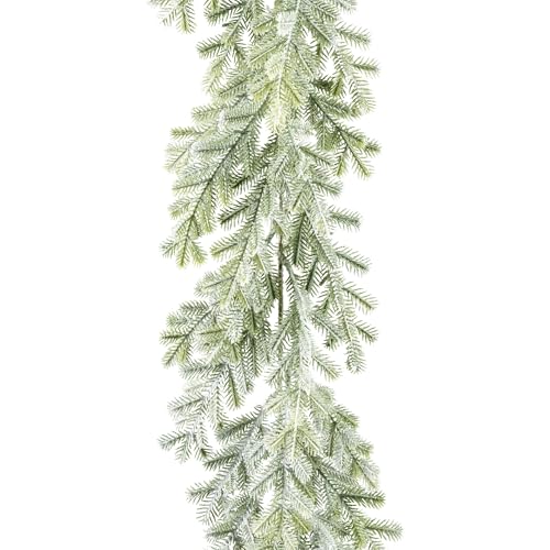 CREATIV green künstliche Taxusgirlande 170cm geeist I weihnachtliche Tannengirlande mit Glitzer I Weihnachtsdeko-Girlande mit naturgetreuen Nadeln I Weihnachtsgirlande ideal als Indoor Weihnachtsdeko von CREATIV green