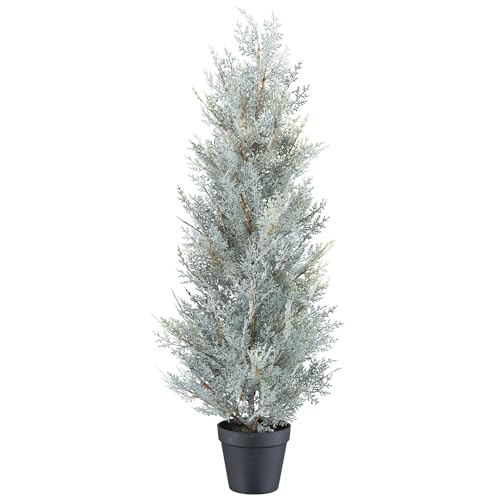 CREATIV Green Künstlicher Koniferenbaum im Topf - Weihnachtlicher Tannenbaum in Grau 79cm - Festliche Weihnachtsdeko für Zuhause von CREATIV green