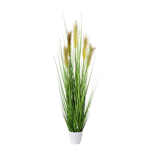 CREATIV green künstlicher XXL Grasbusch 110 cm in weißem Topf I naturgetreues künstliches Pampasgras I Ziergras für Innen I hochwertige & dekorative Dekopflanze von CREATIV green