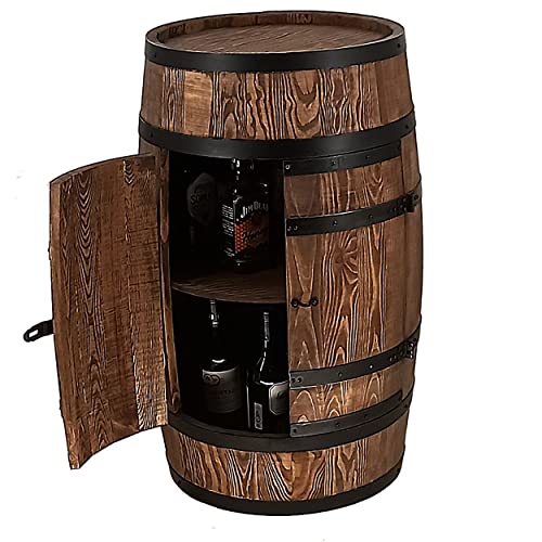 CREATIVE COOPER Weinfass Stehtisch mit Tür - Alkoholschrank Flaschenregal Holz - Holzfass - Fassmöbel - Nadelbaumholz - Wineregal - Weinbar - Fass bar mit Tür - Fassbar minibar 80Cm High (Wenge) von CREATIVE COOPER