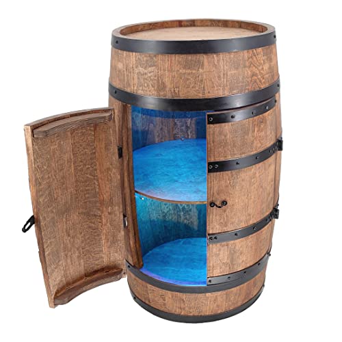 CREATIVE COOPER Weinregal Holz mit Tür mit LED RGB - Alkoholschrank Flaschenregal Holz - Holzfass - Fassmöbel - Weinständer - Weinfass - Weinbar - Fass bar mit Tür - minibar 80 cm High (wenge) von CREATIVE COOPER