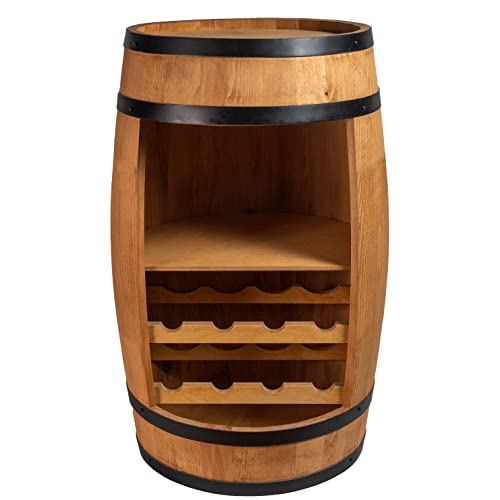 CREATIVE COOPER Weinregal - Weinschrank Mini Bar - Alkohol Schrank Mann - Weinfass - Fass bar - Weinbar - Fassbar - Barschrank - 80cm hoch - Retro deko Bar Regal - Hausbar Theke - Fassmöbel (Eiche) von CREATIVE COOPER