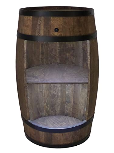 CREATIVE COOPER Holzfass Hausbar mit LED-Leuchten - Weinschrank im Retro Stil - Weinfass Bar - Weinregal - Holzbar 80cm - Elegante Möbel Wohnzimmer Deko - Fassbar Stehtisch und Flaschenständer (Wenge) von CREATIVE COOPER