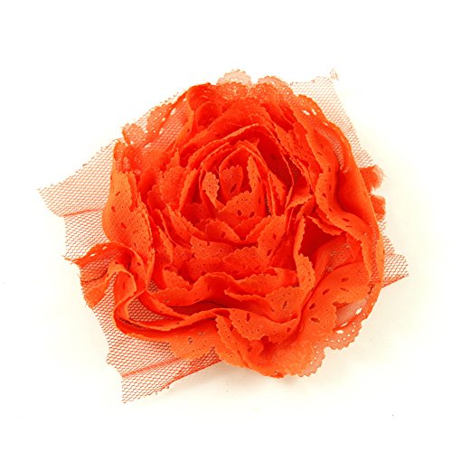 2 große Blumen flache orange aus Stoff gezackter Rand ca. 8 cm von CREATIVE CORNER