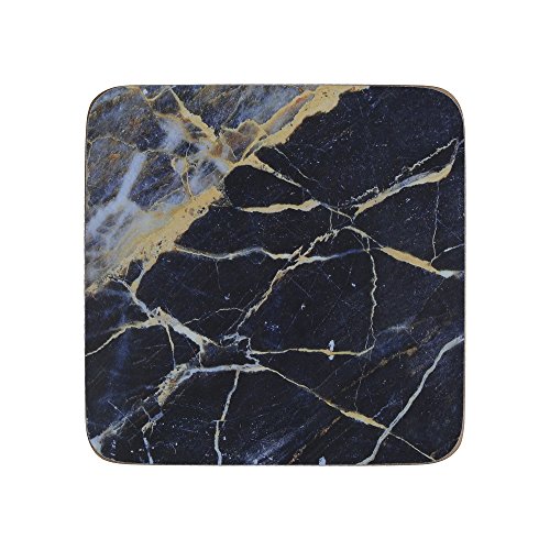 Creative Tops "Navy Marble" Bedruckte Premium-Getränkeuntersetzer mit Korkboden, 10,5 x 10,5 cm - Navy Blue (6er Set) von CREATIVE TOPS