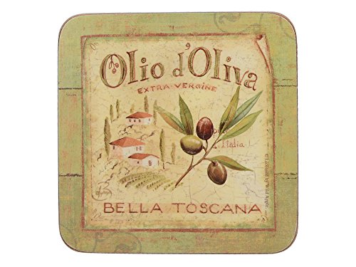 Creative Tops Olio D'Oliva Premium-Untersetzer mit Korkrückseite als Tisch-Set 6-teilig/Platz-Set 10,5 x 10,5 cm - Korkmatte - Platzdeckchen - Tischuntersetzer von CREATIVE TOPS