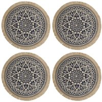 Creative Tops Set de 4 runde Tischsets de Burlap mit Design de Mandala 41cm Blau von CREATIVE TOPS
