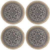 Creative Tops Set de 4 runde Tischsets de Burlap mit Design de Mandala 41cm Blau von CREATIVE TOPS