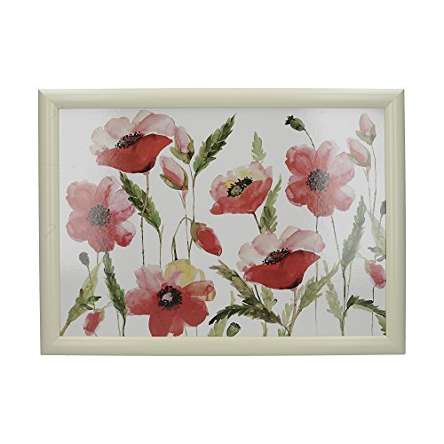 CreativeTops "Watercolour Poppy" Gepolstertes Knietablett mit Polster, Beanbag Schoßtablett, Servierplatte/Tablett für Bett oder Sofa, Betttablett mit Mohnblumen, 43,5 x 34 cm – Mehrfarbig von CREATIVE TOPS