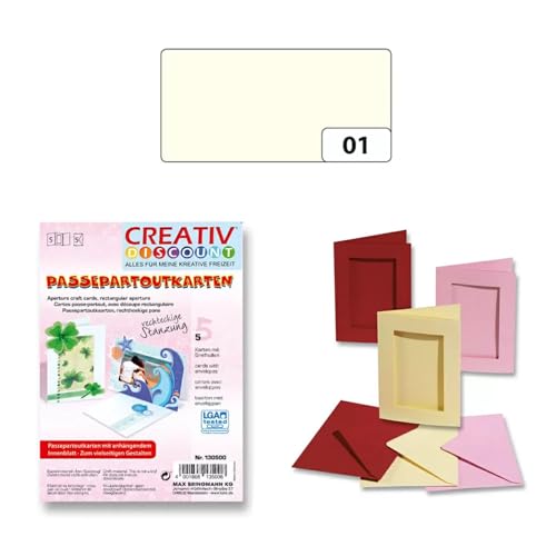 CREATIVE CFO130501 Passepartoutkarten und Umschl. 'rechteckig',perlweiß, CFO130501 von CREATIVE