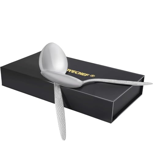 CREATIVECHEF 2-Pack 9-Zoll Edelstahl Kunz Löffel, Spiegel Polieren Löffel Set, Professionelle Chef Löffel Küchenbesteck Set für Home Küche Restaurant Rühren, Schöpfen und Mischen,(Silber) von CREATIVECHEF