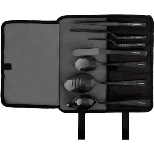 CREATIVECHEF Satz von 10 Küchenzangen Chef Plating Tools Culinary Kit, Präzisionszangen Spezialität Chef Plating Kit für die Dekoration von Lebensmitteln, professionelle Küche Geheimnis, schwarz (7) von CREATIVECHEF