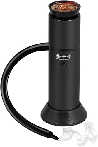 CREATIVECHEF Tragbare Räucherpistole SG16B für Cocktailfleisch Fisch Räucherwerkzeuge mit Hackschnitzeln, 6.3"x2.6", schwarz (SG 16B-BL) von CREATIVECHEF