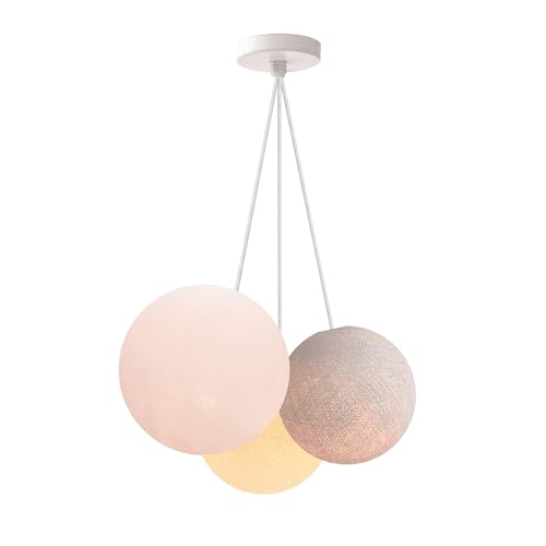CREATIVECOTTON Dreistrahlige höhenverstellbare LED Hängelampe mit handgearbeiteten Kugeln aus Baumwolle (Shades - 3-flammig) von CREATIVECOTTON