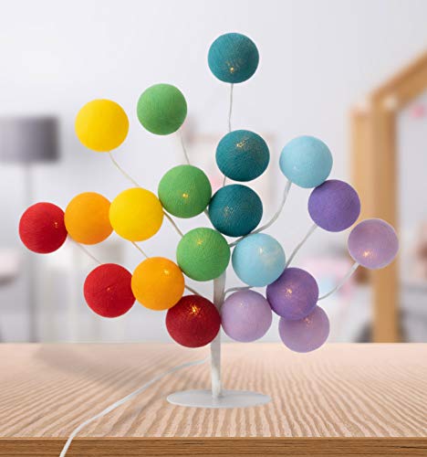 CREATIVECOTTON LED Baum mit Cotton Balls, innen - Lichterbaum inkl. Timer und Dimmer (Regenbogen) von CREATIVECOTTON