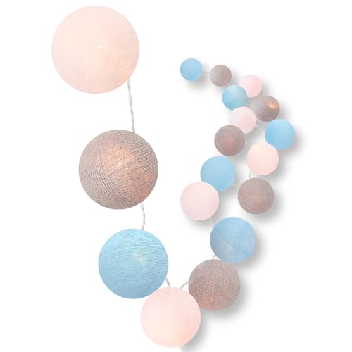 CREATIVECOTTON LED Lichterkette mit Cotton Balls inkl. Timer und Dimmer (20 Kugeln, Maritim) von CREATIVECOTTON