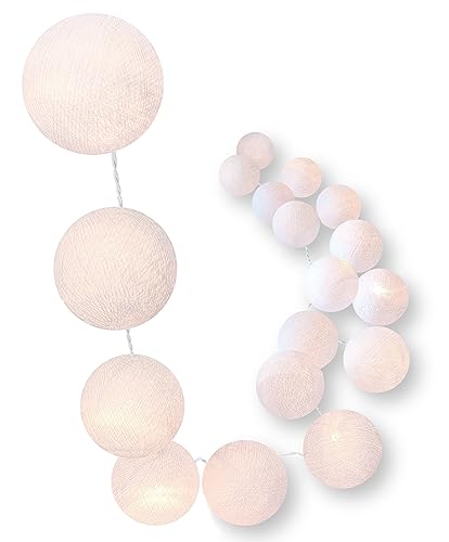 CREATIVECOTTON LED Lichterkette mit Cotton Balls inkl. Timer und Dimmer (White, 50 Kugeln) von CREATIVECOTTON