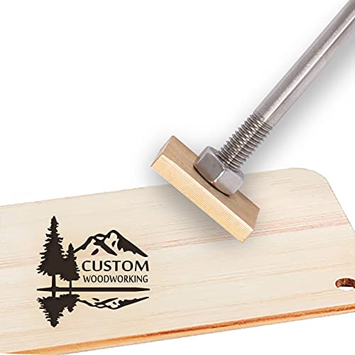 CREATPLANET Custom Holzbrandeisen 3 cm Leder Stempel Brandeisen Custom Logo Heat BBQ Stempel Mit Messingkopf Und Holzgriff Für Die Holzbearbeitung Backen Handgefertigtes Design - Berg & Wald # 1 von CREATPLANET