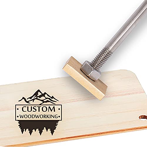 CREATPLANET Custom Holzbrandeisen 3 cm Leder Stempel Brandeisen Custom Logo Heat BBQ Stempel Mit Messingkopf Und Holzgriff Für Die Holzbearbeitung Backen Handgefertigtes Design - Berg & Wald # 2 von CREATPLANET