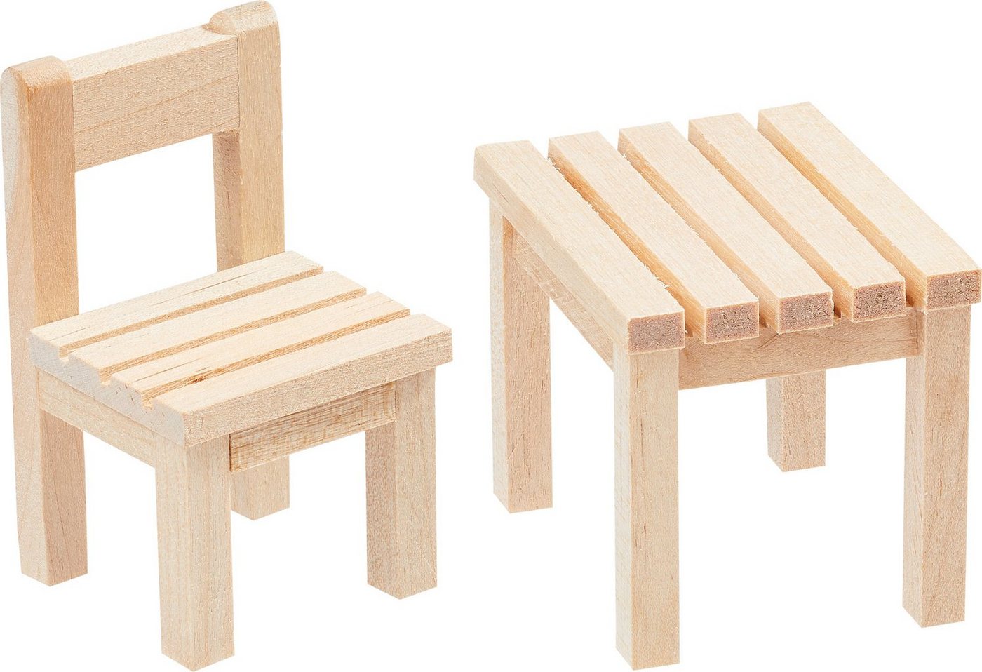 HobbyFun Dekofigur Miniatur-Set Tisch & Stuhl, 2-teilig 3 cm x 3 cm x 5,5 cm von HobbyFun
