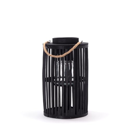 CREEDWOOD BODENLEUCHTER Midnight | Bambus, schwarz | mit Glaseinsatz | Kerzenhalter Windlicht Kerzenleuchter Deko Laterne | Größe: 40 cm von CREEDWOOD