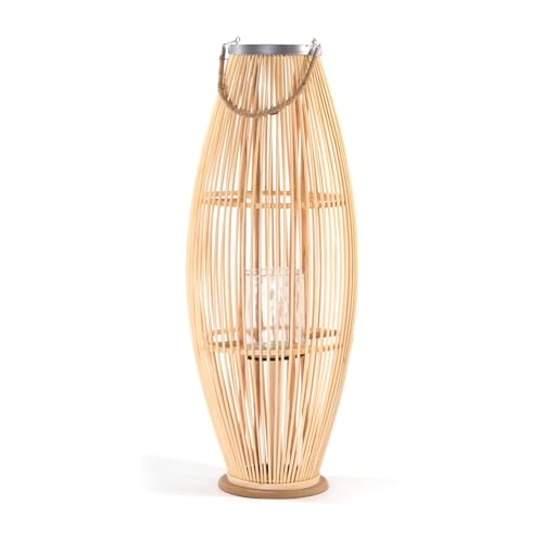 CREEDWOOD Bambus Laterne Zya | mit Henkel und Glaseinsatz | Holz Kerzenhalter, Windlicht, Deko Laterne für Balkon Garten Terrasse Wohnung | Größe: 95 cm CREEDWOOD Bambus Laterne Zya | mit Henkel und Glaseinsatz | Holz Kerzenhalter, Windlicht, Deko Laterne für Balkon Garten Terrasse Wohnung | Größe: 95 cm von CREEDWOOD