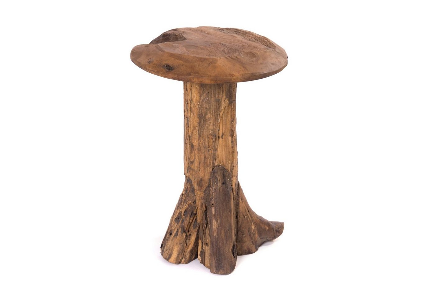 CREEDWOOD Beistelltisch BAUMSTAMM HOCKER, Teak, 47cm, Blumen Hocker, Holz Hocker von CREEDWOOD