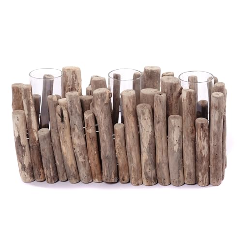CREEDWOOD Natur DEKO Vase Yela | Treibholz, 3 Gläser, 35cm Breite | Blumenvase, Tischvase, Glas Blumenbank, Wurzel Tischdeko CREEDWOOD Natur DEKO Vase Yela | Treibholz, 3 Gläser, 35cm Breite | Blumenvase, Tischvase, Glas Blumenbank, Wurzel Tischdeko von CREEDWOOD