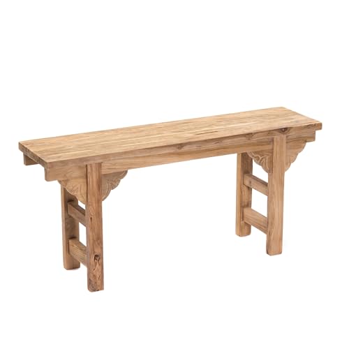 CREEDWOOD SITZBÄNKCHEN Recta 100 | Massivholz, 100 cm | Holzbank mit Verzierungen, Sitzbank, Natur Küchenbank, Bettbank, Flurbank, Beistellbank mit Schnitzereien von CREEDWOOD