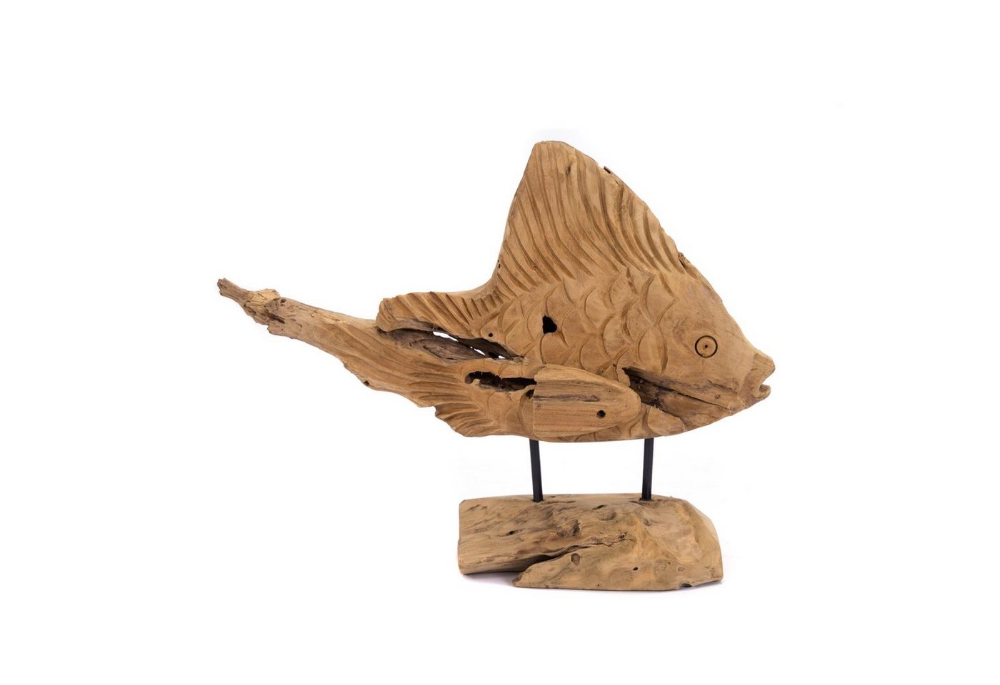 CREEDWOOD Skulptur GESCHNITZTE FISCH FIGUR ATLANTIS", Teakholz, Maritime Skulptur" von CREEDWOOD