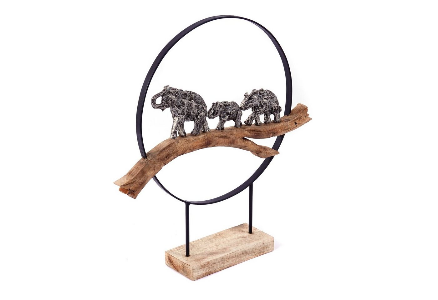 CREEDWOOD Skulptur SKULPTUR ELEPHANTS IN RING", Mangoholz, Deko Aufsteller Elefanten" von CREEDWOOD