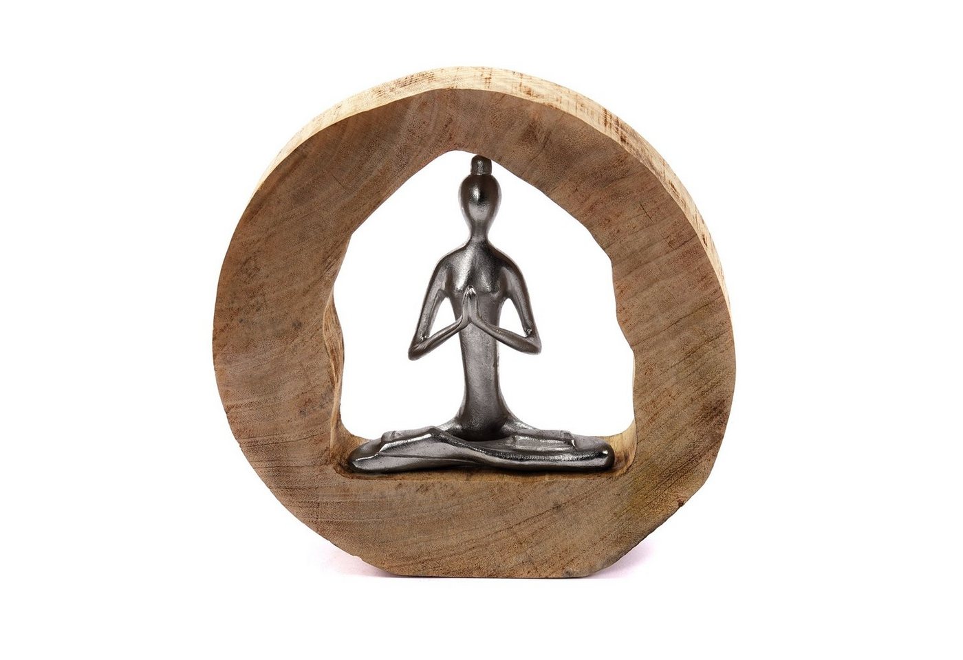 CREEDWOOD Skulptur SKULPTUR YOGA LOG", Mangoholz / Alu, 28cm, Meditierende Yoga Deko" von CREEDWOOD