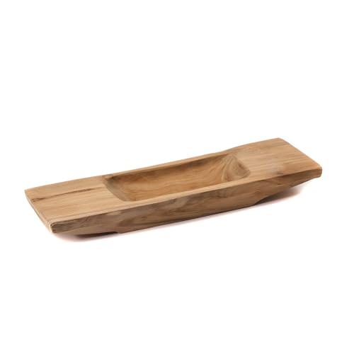 CREEDWOOD Teak Holz Schale Barco 40 | Teakholz, 40 cm | Servierschale, Dekoschale, Naturholz Schale, Holztablett, längliche Obstschale, Serviertablett, Deko Tablett von CREEDWOOD