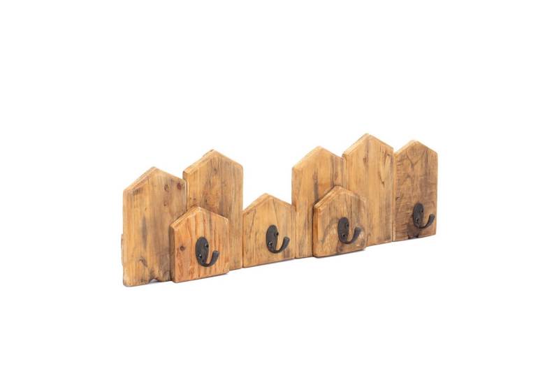 CREEDWOOD Wandgarderobe WANDGARDEROBE "CITY", Massivholz, 4 Haken, Häuschen Flurgarderobe von CREEDWOOD